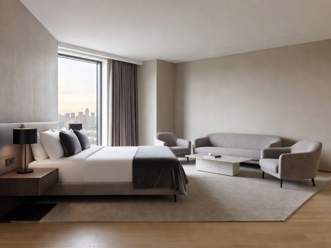 Elegant hotel room interior with modern furnishings