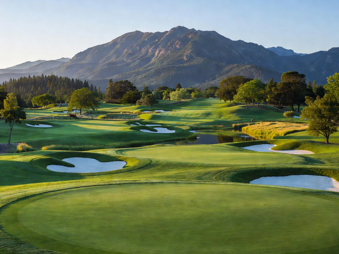 Lush green golf course landscape at a mountain resort